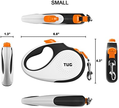 TUG Original Retractable Dog Leash, 16 ft (Small, White/Orange) - Image 3