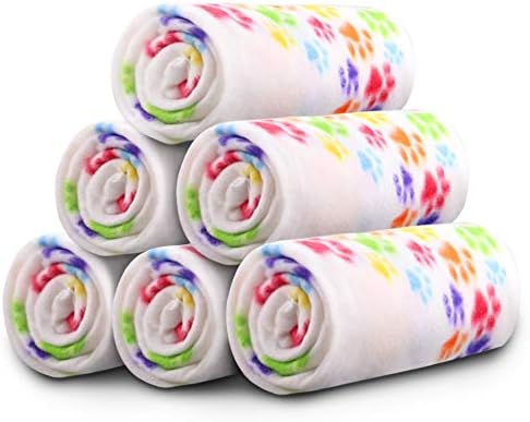 Comsmart Dog Blankets, 6 Pack Fleece Pet Blankets, 24x28 Inches, White by Comsmart
