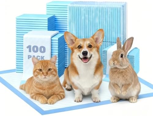 Super Absorbent Waterproof Dog and Puppy Pet Training Pad, Housebreaking Pet Pad, Small-Size, 17.6’’X23.6’’ - 100 Count, Blue by FluffyDream