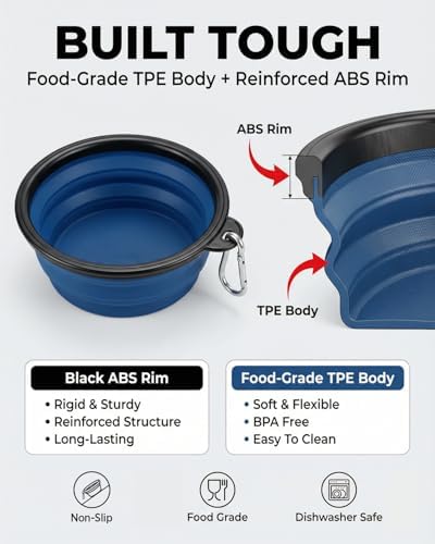Rest-Eazzzy Collapsible Dog Bowls, 2 Pack Sturdy Portable Dog Water Bowls - Image 2
