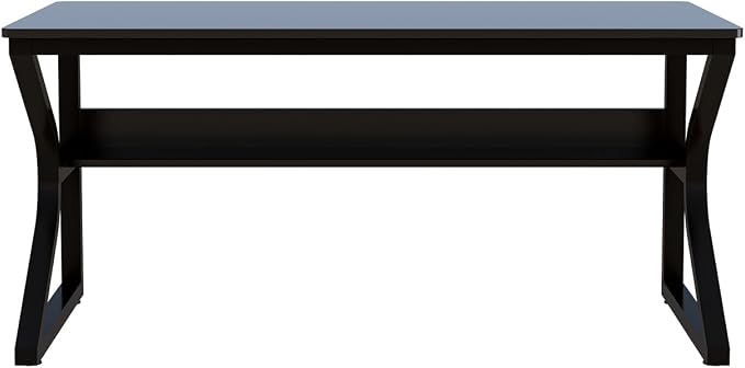 OSCHF 55-Inch Extra Long Desk with Storage Shelf, Black | Double Long Writing Table, Space-saving, 2-Person Workstation, Modern Study Work Computer Desk, For Home Office - Image 5