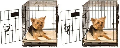 K&H Pet Products Self-Warming Dog Crate Bed, Machine Washable Dog Crate Mat, Tan X-Small 14 X 22 Inches (Pack of 2) by KHPetProducts