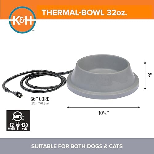 K&H Heated Water Bowl, Thermal-Bowl for Cats & Dogs, Safety Listed 12W - Image 4