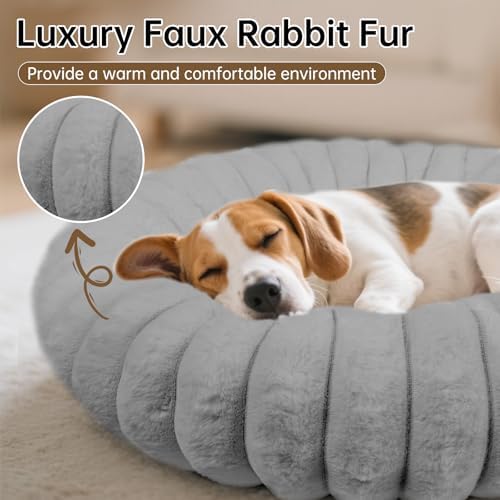 Donut Dog Beds Medium Large Size Dog Washable Pet Bed,31in Grey - Image 3