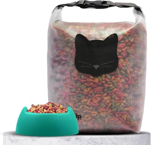 (re) zip Cat Food Storage Bag & Kibble Carrier, 14-Cup Roll Top, Black by rezip