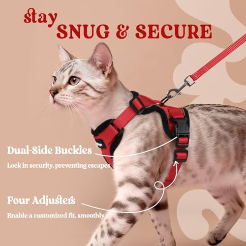 rabbitgoo Cat Harness and Leash Set, Escape Proof Vest, Red - Image 6