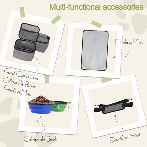 LARIPOP Dog Travel Bag Airline Friendly for Small Medium Large Dogs, Pet Travel Organizer with Collapsible Bowls Food Containers Mat, Waterproof Portable Tote for Dog Outdoor Travel - Image 4