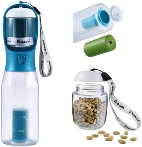 Cibaabo Dog Water Bottle with Food Container & Poop Bag Holder & Filter by Cibaabo