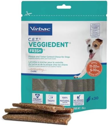 C.E.T. Veggiedent Fr3sh Plaque and Tartar Control Chews for Dogs, Small by Virbac