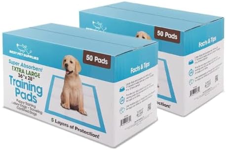 Best Pet Supplies Extra Large Dog Training Puppy Pee Pads - Blue, 100 Count by BestPetSuppliesLLC