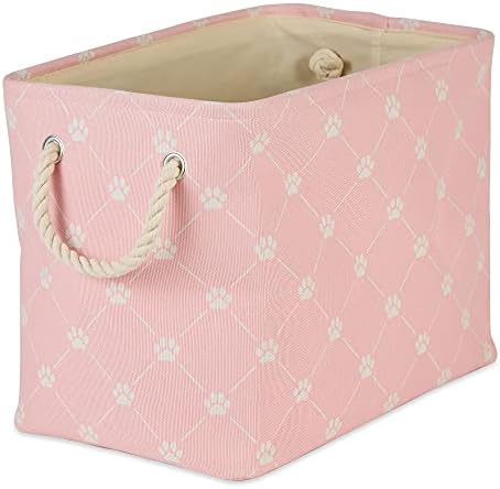 Bone Dry Pet Storage Paw and Bone, Trellis Collection, Small Rectangle, 14x8x9, Pink by BoneDry
