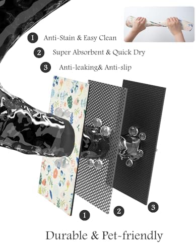 Pet Feeding Mat-Absorbent Dog Mat for Food and Water Bowl-No Stains Quick Dry Water Dispenser Mat-Dog Accessories Pet Supplies-Bowl for Messy Drinkers（LIGHTFLOWERS,12"x19" - Image 6