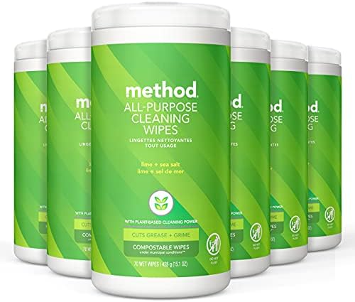 method All-Purpose Cleaning Wipes, Lime + Sea Salt, 70 Count, 6 Pack by method