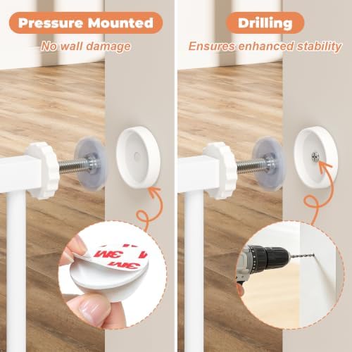 34" Tall Baby Gate No Drilling, Auto Close Dog Gate Indoor, White - Image 6