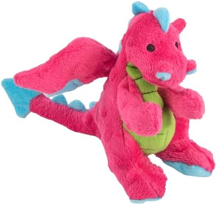 goDog Dragons Squeaky Plush Dog Toy with Chew Guard Technology, Durable Fabric & Squeaker for Active Play, Pink, Small by goDog