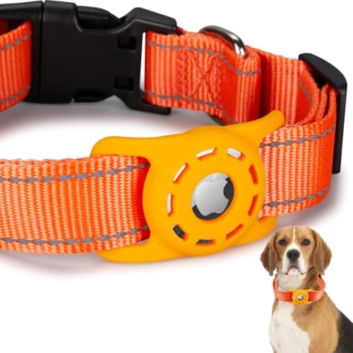 Reflective Dog Collar, Compatible with AirTag, Nylon Pet Cat Puppy Collar for Small, Medium, Large, and Extra Large Dogs by Animire