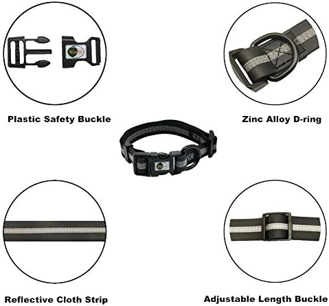 Nimble Reflective Waterproof Dog Collar Adjustable Odor Resistant Easy Clean Pet Collar for Small Medium Large Dogs Night Walking Outdoor Rainy Use (Small (9.45”-14.17”inches), Black) - Image 3