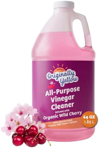 Originally Yellow Wild Cherry Vinegar For Cleaning Purpose | USA Made All Purpose Cleaner | Use as Glass, Kitchen & Floor Cleaner | Plant Derived Cleaning Vinegar half Gallon | 64 Oz by OriginallyYellow