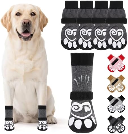 KOOLTAIL Dog Socks for Hot/Cold Pavement to Prevent Licking Paws,Dog Boots&Paw Protector for Hardwood Floors Anti Slip,Traction Control Booties for Small Medium Large Senior Dogs,XS by KOOLTAIL