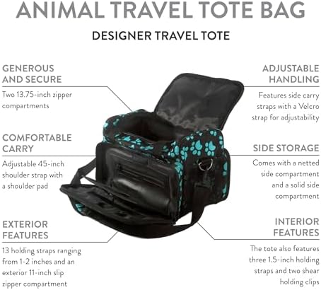 WAHL Professional Animal Travel Tote Bag with Zipper - Travel Bag - Storage Pack for Grooming Supplies - for Dog, Cat & Pet Groomers - 28.8 Inches, Turquoise Paw Print Design (#97764-300) - Image 2
