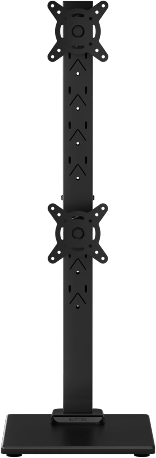 Suptek Dual Monitor Stand with Base- Vertical Stack Screen Free-Standing Monitor Riser Fits Two 13 to 36Inch Screen with Swivel, Tilt, Height Adjustable,50,75 and 100mm Vesa Base Stand - Image 8