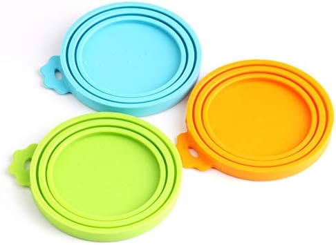 Comtim Pet Food Can Cover Silicone Can Lids for Dog and Cat Food(Universal Size,One fit 3 Standard Size Food Cans),Multi-colored by COMTIM