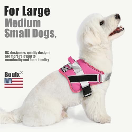 Bolux Dog Harness, No-Pull Reflective Dog Vest, Breathable Adjustable Pet Harness with Handle for Outdoor Walking - No More Pulling, Tugging or Choking (Fuchsia, Small (Pack of 1)) - Image 4
