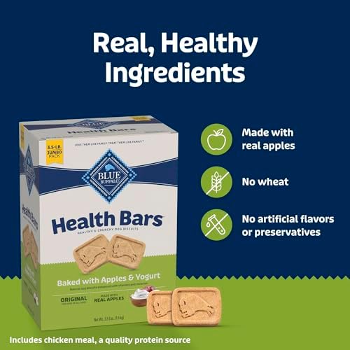 Blue Buffalo Health Bars Crunchy Dog Biscuits, Oven-Baked with Natural Ingredients, Apples & Yogurt, 3.5-lbs Box (Pack of 3) - Image 6