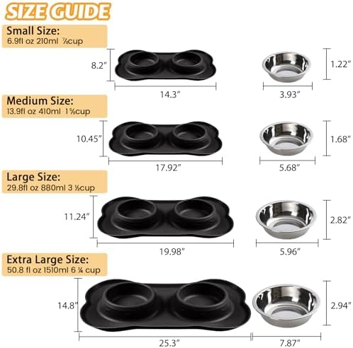 Hubulk Pet Dog Bowls 2 Stainless Steel Dog Bowl with No Spill Non-Skid Silicone Mat + Pet Food Scoop Water and Food Feeder Bowls for Feeding Small Medium Large Dogs Cats Puppies (S, Black) - Image 4