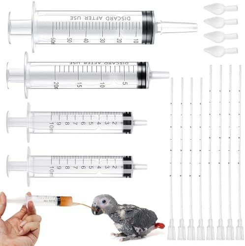 Baby Bird Feeding Syringe Set Baby Bird Parrot Small Pet Manual Feeding Syringe Set for Parrot Small Pet Syringe with Spoon Tip & Tubes (10ml+10ml+20ml+60ml) by Unknown
