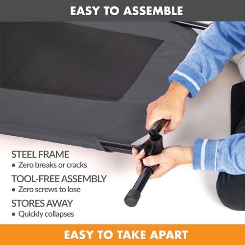 K&H Outdoor Elevated Dog Bed for Small & Medium Pets, Charcoal, 32x25in - Image 4