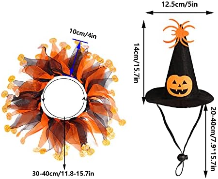 Cat Witch Halloween Costume Suit, Hmxpls Small Dogs & Cats Tutu Collar and Witch Pumpkin Hat Cute Costume Suit Kitten Outfit Clothing for Birthday Party Thanksgiving Christmas Holiday - Image 2