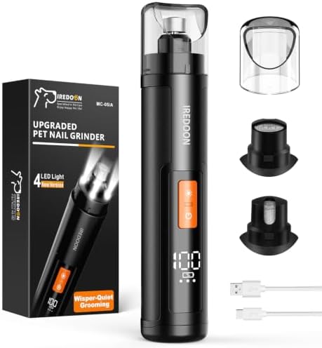IREDOON Dog Nail Grinder with 4 LED Lights, 3 Speeds Super Quiet for Pets by IREDOON