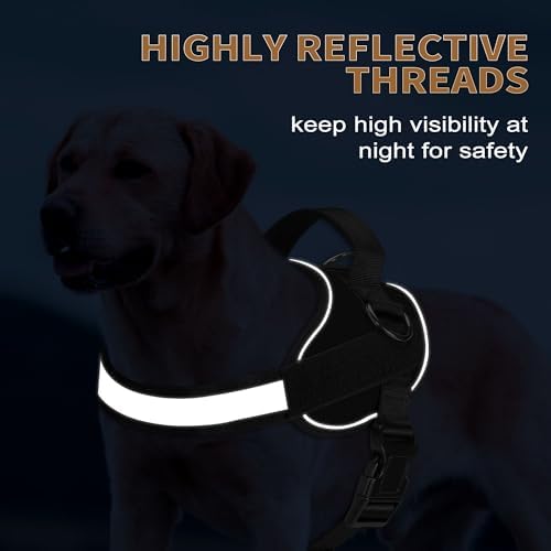 Haapaw Essential Dog Harness, No Pull Pet Vest with 3 Leash Clips, No Choke, Reflective, Adjustable and Padded, for Easy Walking and Training for Large Dogs(L, Black) - Image 4