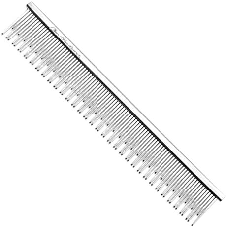 Chris Christensen 6in Cat/Carding Dual Tooth Butter Comb, Groom Like a Professional, Rounded Corners Prevent Friction and Breakage, Solid Brass Spin with Steel Teeth, Chrome Finish by ChrisChristensen