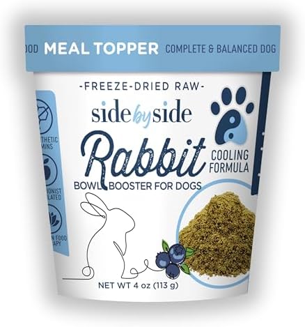 Side by Side Rabbit Bowl Booster - Cooling Freeze-Dried Dog Food Topper for All Breeds - Made with Nutrients & Whole Raw Foods Toppers for Dogs - No Artificial Additives or Fillers (4 oz, 2-Pack) by SideBySidePet