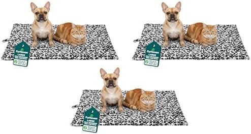 Furhaven ThermaNAP Self-Warming Cat Bed for Indoor Cats & Large/Medium Dogs, Washable & Reflects Body Heat - Quilted Faux Fur Reflective Bed Mat - Snow Leopard, Large (Pack of 3) by FurHaven