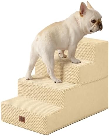 EHEYCIGA Dog Stairs for Bed 18" H, Dog 4-Steps for High Bed, Graige by EHEYCIGA