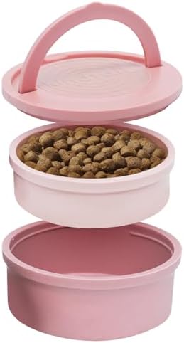 KindTail Dog Travel Bowls - Set of 2 Portable Pet Food & Water Dishes with Lid & Handle - Each Nesting Container Includes a Non-Slip Silicone Base - Microwave & Dishwasher Safe - BPA & Toxin-Free by KindTail