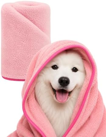 PETHROOM Pink Ultra Absorbent Pet Towel for Dog & Cat (Large) 23.6" x 47.2" by PETHROOM
