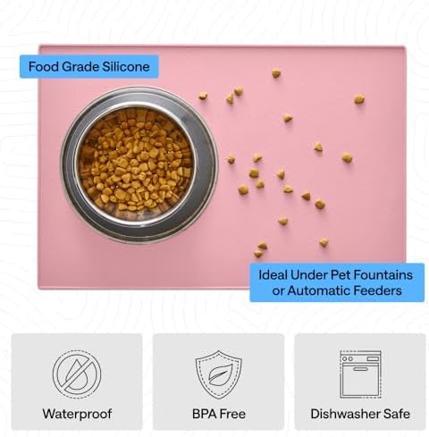 GORILLA GRIP Dog Food Mat, 100% Waterproof Silicone, 18.5x11.5 Light Pink - Image 5