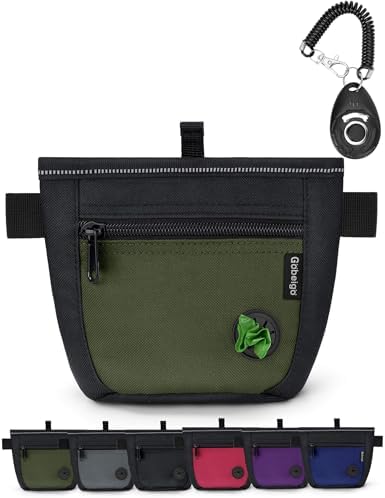 Gobeigo 2 Cup Dog Treat Pouch with Training Clicker(Black/Army Green) by Gobeigo