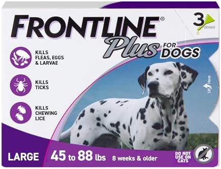 FRONTLINE Plus Flea & Tick Spot Treatment for Large Breed Dogs 45-88 lbs. (Purple) Count of 3 by FRONTLINE%C2%AEBrandProducts