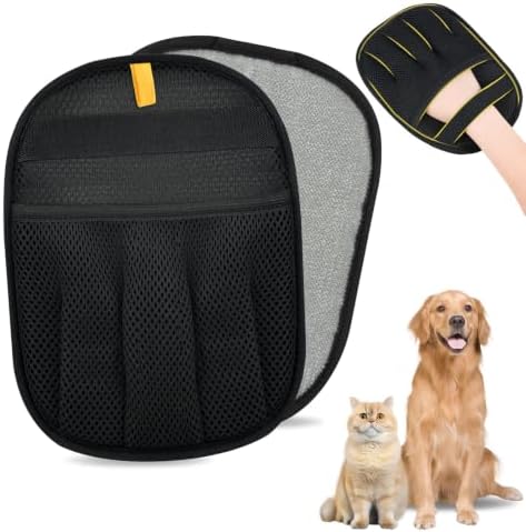 Pet Hair Removal Glove for Cats & Dogs, Upgrade 5-Finger Magic Brush Pet Hair Remover Tool, Electrostatic Reusable Grooming Mitt for Laundry, Couch, Carpet & Car Seat by Unknown