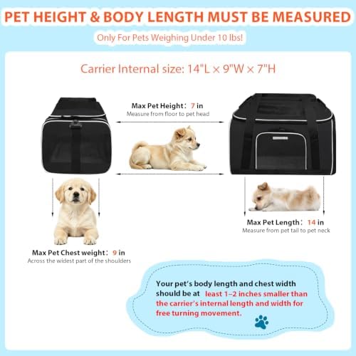 Petskd Top and Side Expandable Small Pet Carrier Airline Approved, Black - Image 3