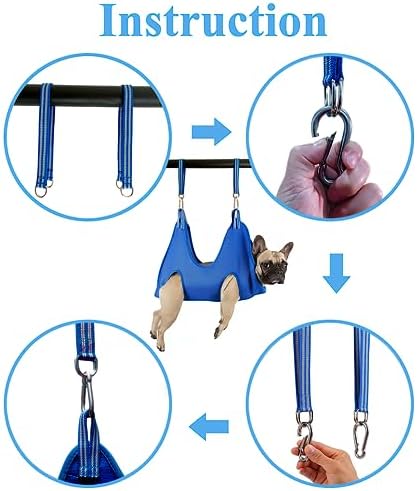 Kkiimatt 10 in 1 Pet Grooming Hammock Harness with Nail Clippers/Trimmer, Nail File, Comb,Dog Nail Hammock, Dog Grooming Sling for Nail Trimming/Clipping (XXL/Under 120lb, Blue) - Image 5