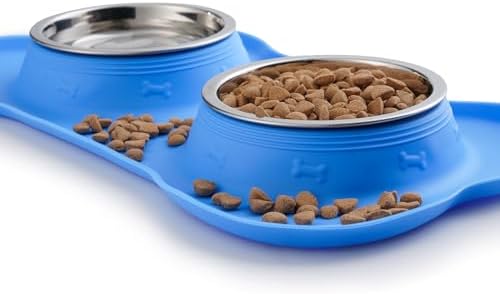 Hubulk Pet Dog Bowls 2 Stainless Steel Dog Bowl with No Spill Non-Skid Silicone Mat + Pet Food Scoop Water and Food Feeder Bowls for Feeding Small Medium Large Dogs Cats Puppies (Medium, Blue) - Image 5