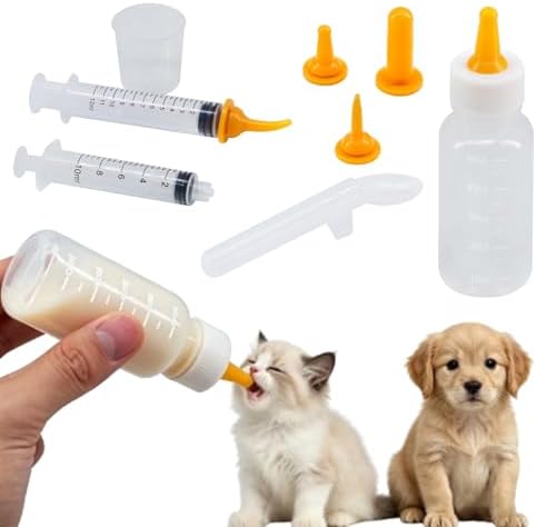 Pet Feeding Kit Kitten Bottle Feeding Set with Nursng Nipples,Portable Storage Case,Emergency Feeding Supplies,Replaceable Accessories for Newborn Kittens and Puppies,Rabbits (8 Piece) by LogFaadCoi