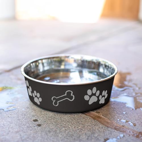 Loving Pets Bella Dog Bowls- Stainless Steel Dog & Cat Bowls - Spill Proof Dog Food Bowl, Cat Bowl, Puppy Essentials & Pet Supplies Great for Home & Travel (Large 35-65 lbs, Espresso) - Image 6