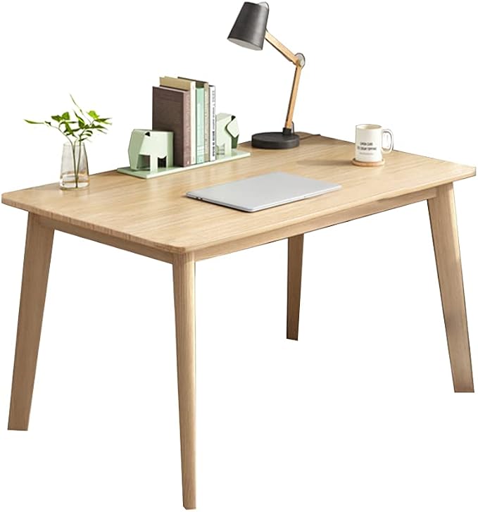 IOTXY Simple Wooden Writing Desk - Modern Minimalist Style PC Laptop Computer Workbench with Solid Wood Legs, 31.5" W Home Office Work Table for TV Stand Music Video Live Broadcast Workstation, Oak - Image 9